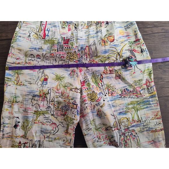 Exofficio Italy All Over Print Map Drawing Travel Italian Capri Pants Size 10 - Picture 5 of 11